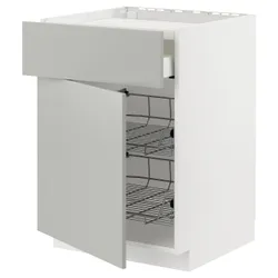 IKEA METOD / MAXIMERA(495.380.18) шафа n для плити/ящиків/2-дверна, білий/Хавсторп світло-сірий