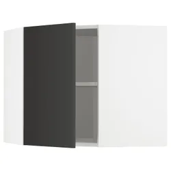IKEA METOD(394.983.91) кутова навісна шафа з полицями, білий/матовий антрацит Nickebo