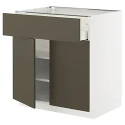 IKEA METOD / MAXIMERA(195.586.92) шафа з ящиком/2 дверцятами, білий/Хавсторп коричнево-бежевий