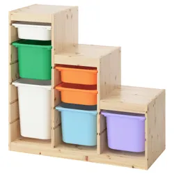 IKEA TROFAST(696.066.62) стелаж з контейнерами, світла сосна морилка біла/різнокольор