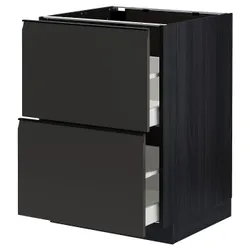 IKEA METOD / MAXIMERA(894.955.59) Шафа з 2 фасадами/2 високими ящиками, чорний/Upplöv матовий антрацит