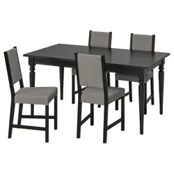 IKEA INGATORP / STEFAN(194.675.74) стіл і 4 стільці, чорний / Кніса сірий / бежевий