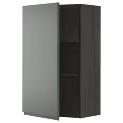 IKEA METOD(494.574.13) навісна шафа з полицями, чорний / Voxtorp темно-сірий