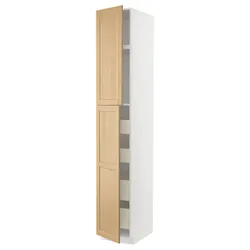 IKEA METOD / MAXIMERA(995.094.76) висока шафа з 2 дверцятами/4 ящиками, білий/Дуб Форсбака