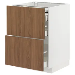 IKEA METOD / MAXIMERA(695.196.36) шафа з висувною стільницею/3 ящики, білий/Тісторп імітація коричневого горіха