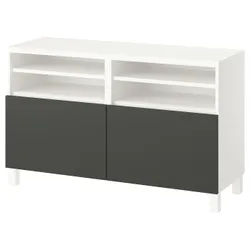 IKEA BESTÅ(895.749.76) Тумба під ТВ з дверцятами, білий/Lappviken/Stubbarp темно-сірий