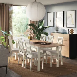 IKEA ÅLHULT / ÅLHULT(896.101.06) Стіл та 6 стільців, бежевий/бронза/кабуса легкий бежевий
