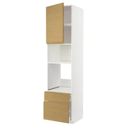 IKEA METOD / MAXIMERA(995.379.45) висока шафа для духовки/мікрохвильовки з дверцятами/2 ящики, білий/імітація Воксторпа дуб