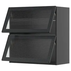 IKEA METOD(395.880.23) шостий рівень 2 скляні двері, чорно-сірий/Hejsta антрацитове рифлене скло