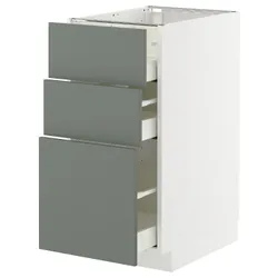 IKEA METOD / MAXIMERA(295.655.07) шафа для підлоги з 3 ящиками, білий/Nickebo матовий сіро-зелений