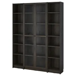 IKEA BILLY / OXBERG(094.835.41) комбінація полиць зі скляними дверима, імітація темно-коричневого кольору дуб