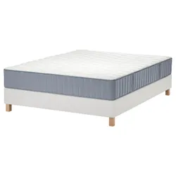 IKEA LYNGÖR(995.541.81) континентальне ліжко, Огстранда середньої твердості/світло-блакитний білий