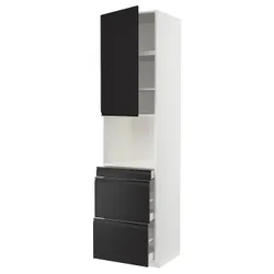 IKEA METOD / MAXIMERA(494.929.25) Шафа НВЧ комбінована з дверцятами/3 ящики, білий/Upplöv матовий антрацит