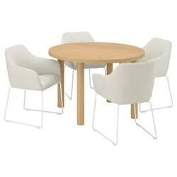 IKEA STOCKHOLM 2025 / TOSSBERG(895.800.10) Стіл та 4 стільці, Okl Oak/White Gunnared Beige
