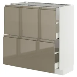 IKEA METOD / MAXIMERA(595.764.82) стояча шафа з 2 ящиками, білий/Voxtorp Gloss Dark -brown