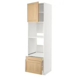 IKEA METOD / MAXIMERA(895.095.23) висока духова шафа/для духовки з дверцятами/2 ящики, білий/Дуб Форсбака