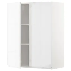 IKEA METOD(194.573.96) навісна шафа з полицями / 2 двер, білий / Voxtorp глянцевий / білий