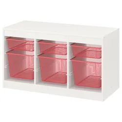 IKEA TROFAST(794.798.33) полиця з контейнерами, білий/світло-червоний