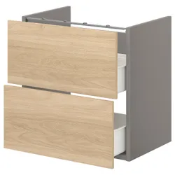 IKEA ENHET(993.210.64) тумба під умивальник з 2 ящиками, сірий / імітація дуб