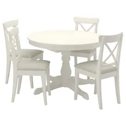 IKEA INGATORP / INGOLF(394.826.96) стіл і 4 стільці, білий / бежевий Hallarp
