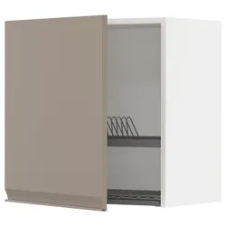 IKEA METOD(094.916.16) навісна шафа з сушаркою для посуду, білий/Upplöv матовий темно-бежевий
