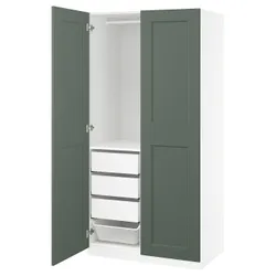 IKEA PAX / GRIMO(095.792.37) Комбінація гардеробу, білий/сірий -зелений