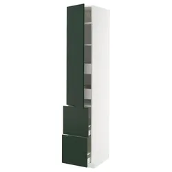 IKEA METOD / MAXIMERA(195.573.10) висока шафа з полицею/4 ящики/двері/2 фасади, білий/Хавсторп темно-зелений