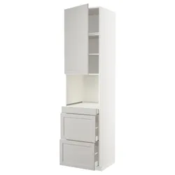 IKEA METOD / MAXIMERA(294.584.80) відділення для мікрокомбінованих дверей / 3 двер, білий/Lerhyttan світло-сірий