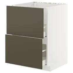 IKEA METOD / MAXIMERA(295.585.16) тумба, раковина + 2 фасади/2 ящики, білий/Хавсторп коричнево-бежевий