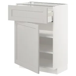 IKEA METOD / MAXIMERA(394.680.73) шафа stj szu / двер, білий / Lerhyttan світло-сірий