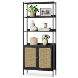 Чорна книжкова шафа з шафою із 6 полиць із 6 полиць