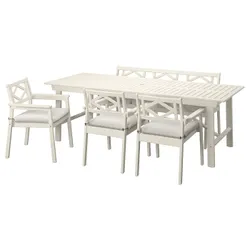 IKEA BONDHOLMEN(095.496.79) стіл + 3 стільці з підлокітниками + лава, садова, білий/бежевий/Фресон/Дувхольмен бежевий