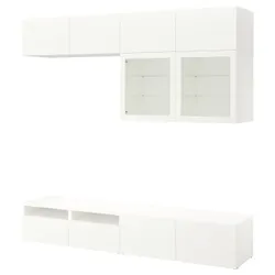 IKEA BESTÅ(494.121.65) комбінація для телевізора / скляні двері, біле / Lappviken біле прозоре скло