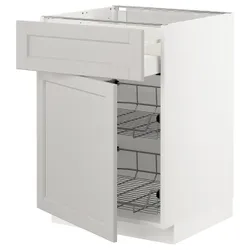 IKEA METOD / MAXIMERA(694.692.31) stj шафа / корзина др / ящик / двері, білий / Lerhyttan світло-сірий