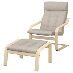IKEA POÄNG(295.020.01) крісло/підставка для ніг, березовий шпон/Gunnared бежевий