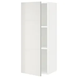 IKEA METOD(394.606.99) навісна шафа з полицями, білий / Ringhult світло-сірий