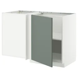 IKEA METOD(095.850.35) Кутовий шафа з полицею, Білий/Nickebo Matte Grey -green