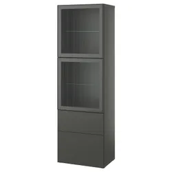 IKEA BESTÅ(795.558.17) полиця/скляні двері, темно-сірий Lappviken/Fällsvik антрацит