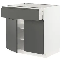 IKEA METOD / MAXIMERA(994.578.30) верхній ящик / 2 двері, білий / Voxtorp темно-сірий
