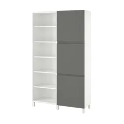 IKEA BESTÅ(494.217.11) поєднання з дверима, білий / Västerviken темно-сірий