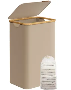 Кошик для пральня з покриттям на 90 л світло-коричневий