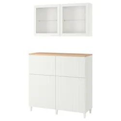 IKEA BESTÅ(094.128.17) поєднання полиці з дверцятами/шухлядами, біле / Sutterviken / Kabbarp біле прозоре скло