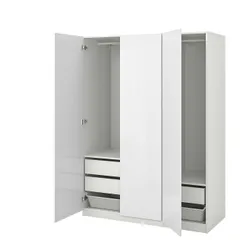 IKEA PAX(093.035.02) гардероб, білий / Фардал глянсовий / білий