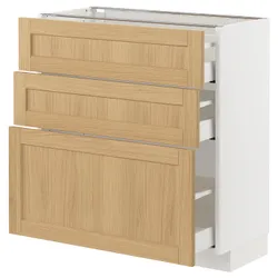 IKEA METOD / MAXIMERA(895.092.93) шафа для підлоги з 3 ящиками, білий/Дуб Форсбака