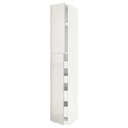 IKEA METOD / MAXIMERA(994.680.32) 2-дверна / 4-ящикова висока шафа, білий/Ringhult світло-сірий