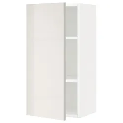 IKEA METOD(594.584.12) навісна шафа з полицями, білий / Ringhult світло-сірий