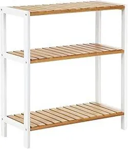 SONGMICS BCB33WN Bamboo 3-ярусна полиця, полиця для взуття, рослини, універсальна для коридору, ванної кімнати, вітальні, балкона,