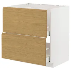 IKEA METOD / MAXIMERA(895.388.94) тумба, раковина + 2 фасади/2 ящики, білий/імітація Voxtorpа дуб