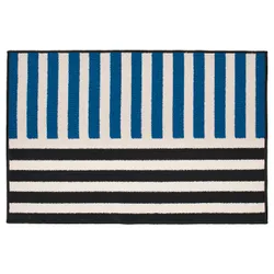 IKEA VÄNDPLATS(906.009.41) Килим з короткими щетинами, Синій чорний/смуги