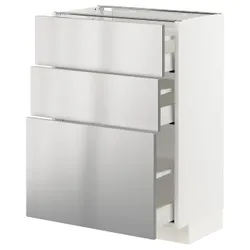 IKEA METOD / MAXIMERA (693.299.81) тумба стояча з 3 ящиками, білий / Vårsta нержавіюча сталь